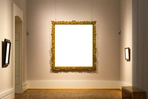 Blank Art Museum Isolated Painting Frame Decoration Indoors Wall White Templa Stock Photos