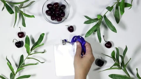 Blank badge mockup. Plain empty name tag mock up hanging on neck with string wit Video stock 284741473