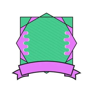 Blank Badge Shape Template in flat modern liquid style. Good for Anniversary Stock Illustration