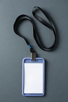 Blank badge with string on grey background, top view Stock Photos