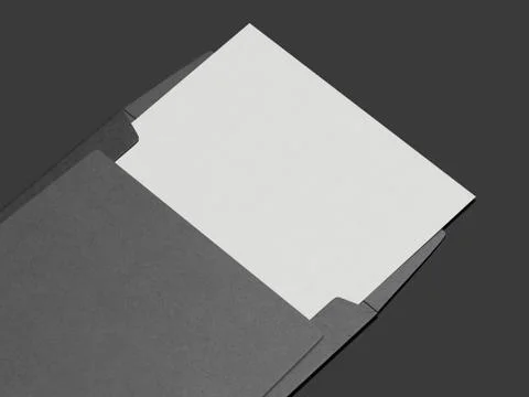 Blank balck envelope with white paper sheet. 3d rendering 库存插图