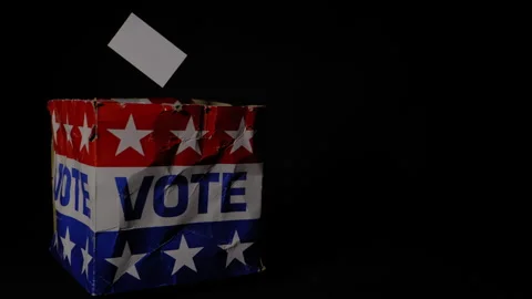 BLANK BALLOT ABOVE WORN OUT BALLOT BOX, NEGATIVE SPACE.  4K, NO PEOPLE Stock Footage 262490772