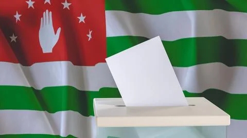 Blank ballot with space for text or logo is dropped into the ballot box aga.. Stock Illustration