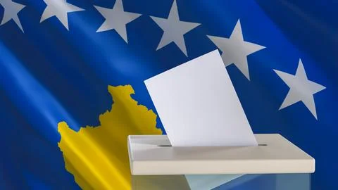 Blank ballot with space for text or logo is dropped into the ballot box aga.. Stock Illustration
