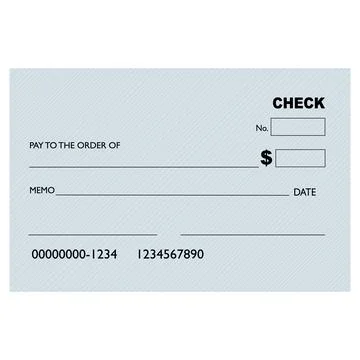 Blank bank check template - editable financial document. Vector illustration Stock Illustration