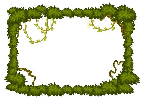 Blank banner with jungle tree elements frame template Stock Illustration