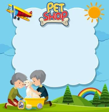 Blank banner with pet theme background Stock Illustration