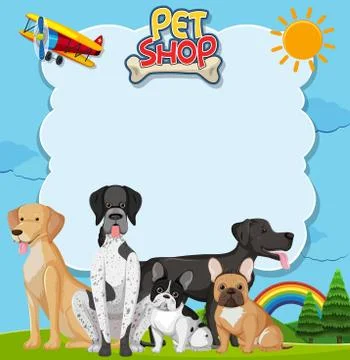 Blank banner with pet theme background Stock Illustration