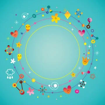 Blank banner round frame border Stock Illustration