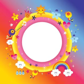 Blank banner round frame border Stock Illustration