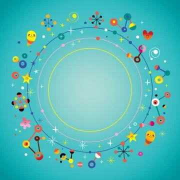 Blank banner round frame retro border Stock Illustration