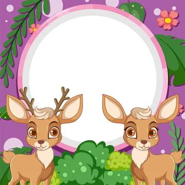Blank Banner Template with Deer Vector Stock Illustration