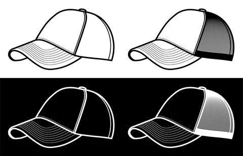 Blank baseball cap icon in simple linear style. Athlete, golfer, baseball Stock Illustration