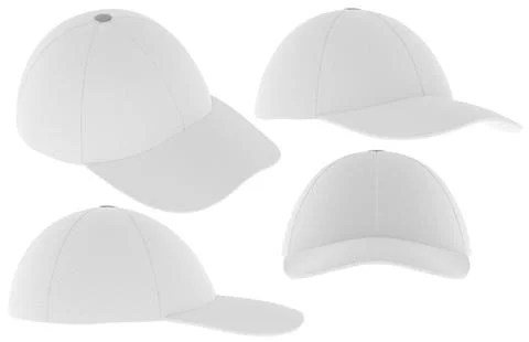 Blank Baseball Cap Mockup, Multiple Angles. 3D Rendering Illustrazione stock