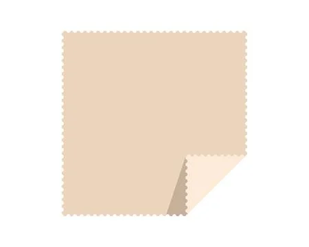 Blank, beige square postage stamp with a curled corner.  Perfect for adding.. Stock Illustration