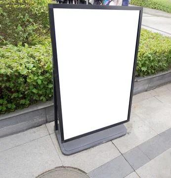 Blank billboard ad display. Empty white lightbox sign. Ad space. City trans.. Stock Photos