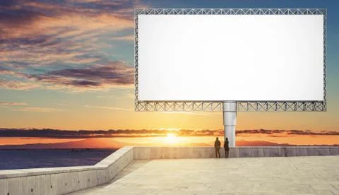 Blank billboard for advertisement in sunset Stock Photos