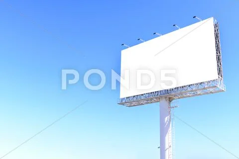 Blank billboard against blue sky for advertisement. Stock Photos