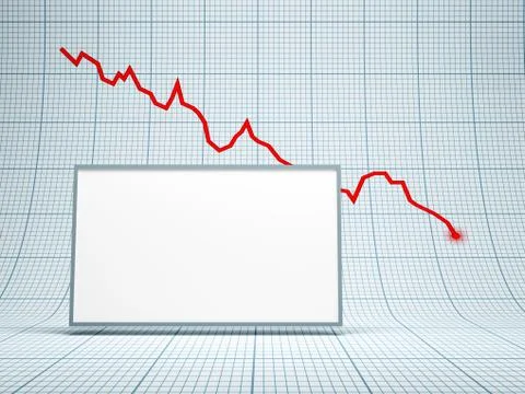 Blank billboard and falling graph Stock Illustration
