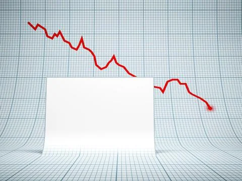 Blank billboard and falling graph Stock Illustration
