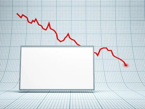 Blank billboard and falling graph Stock Illustration