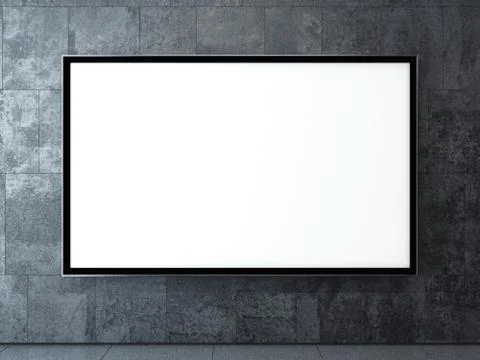 Blank billboard on a dark wall. 3d rendering Stock Illustration