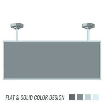 Blank billboard hanging from the ceiling flat color and isolated Stock Illustration