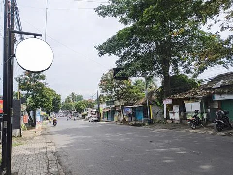 Blank billboard mock-up of a circle on the side of the highway, blank ad post Stock Photos