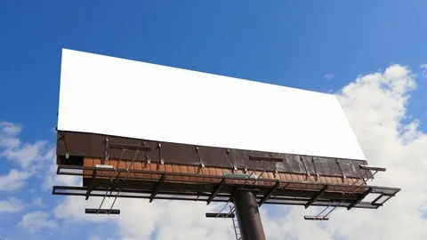 Blank Billboard Outdoor Advertisement Mockup, Bright Blue Sky Background Video stock 88826422