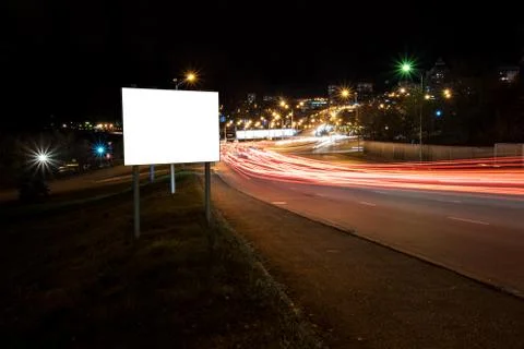 Blank Billboard at the sidewalk Stock Photos