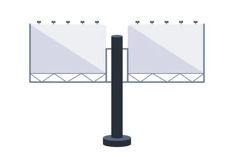 Blank billboard with spotlights illuminating empty white space for advertisement Illustrazione stock