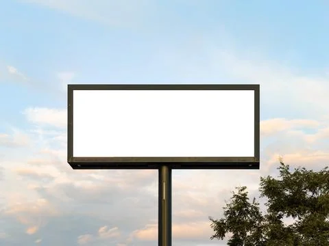 Blank Billboard with a White Rectangle Space for Advertisement Tests Stock Photos
