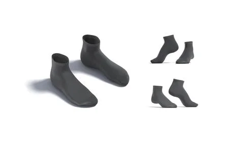 Blank black ancle socks pair mockup, different views イラスト素材