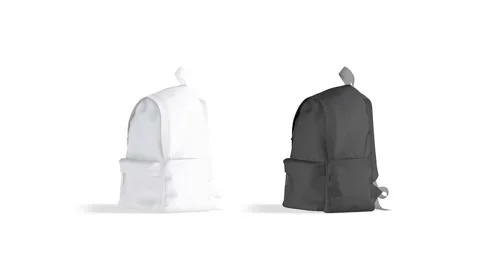 Blank black and white backpack mockup, looped rotation, 4k video 스톡 동영상 161717831