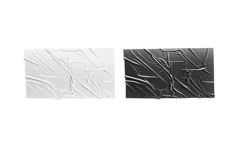 Blank black and white big rectangle adhesive crumpled tape mockup Illustrazione stock