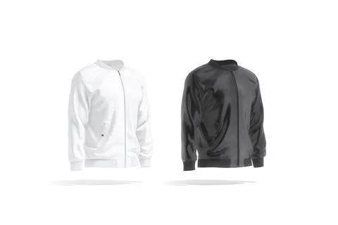 Blank black and white bomber jacket mock up, side view Stock Illustration