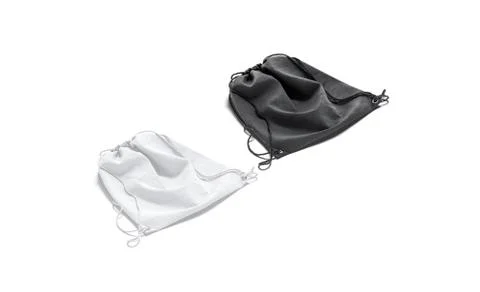 Blank black and white drawstring backpack mockup lying, side view 스톡 일러스트