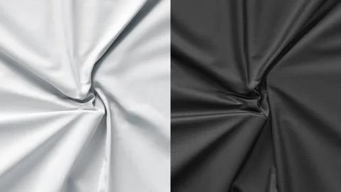 Blank black and white folded swirl fabric material mockup Stock Illustration