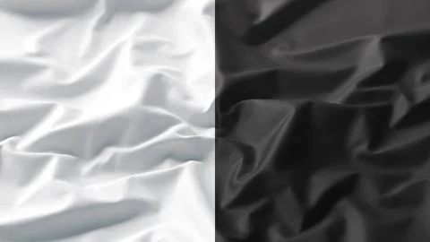 Blank black and white folded crumpled fabric material mockup set Stock Illustration