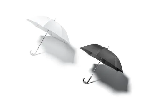 Blank black and white open umbrella mockup lying, top view 스톡 일러스트