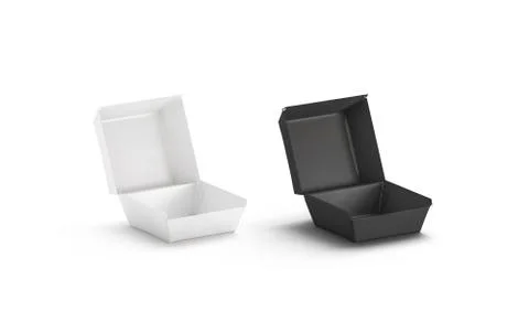Blank black and white opened burger box mockup, isolated Illustrazione stock