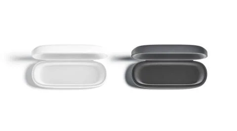Blank black and white opened glasses case mockup set, isolated Illustrazione stock