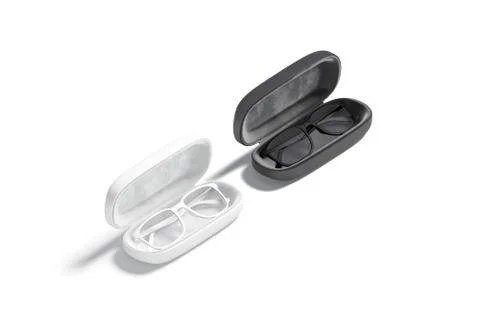 Blank black and white opened case with glasses mockup, isolated Illustrazione stock