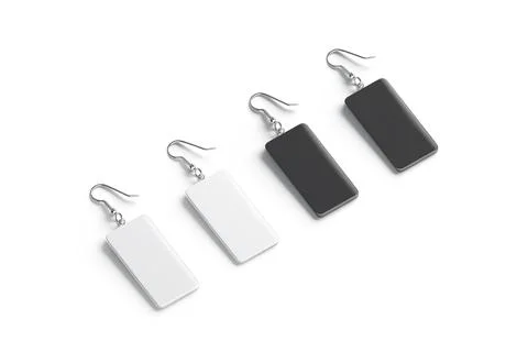 Blank black and white pair rectangle earring mockup, side view Stock-Illustration