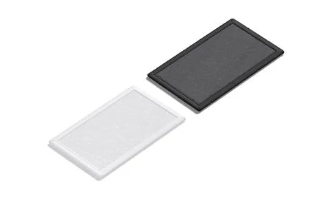 Blank black and white rectangle embroidered patch mockup, side view Stock Illustration