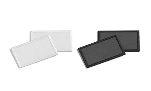 Blank black and white rectangle embroidered patch mockup pair, isolated Stock Illustration