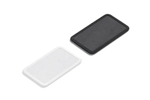 Blank black and white rectangle embroidered patch mockup, isolated Stock Illustration