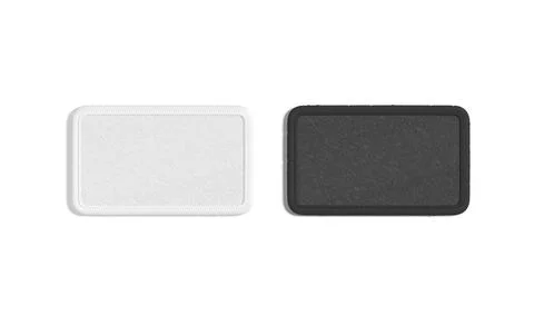 Blank black and white rectangle embroidered patch mockup, top view Stock Illustration