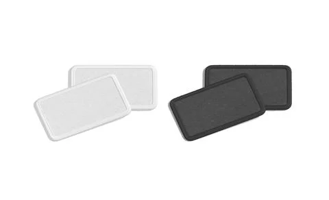 Blank black and white rectangle embroidered patch mockup pair, isolated Illustrazione stock
