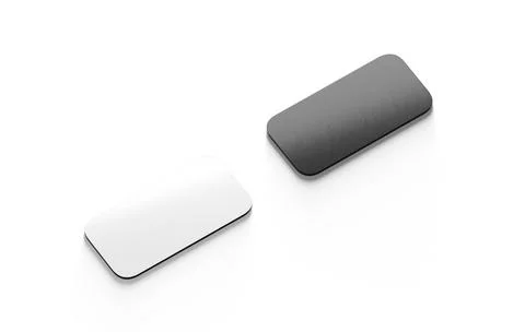 Blank black and white rectangle fridge magnet mockup, side view 스톡 일러스트